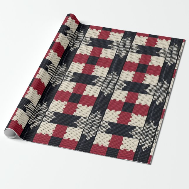 Papier Cadeau Flocon de neige de Knit rustique - Boho d'hiver co (Déroulé)