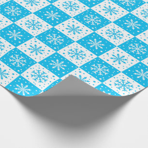 Papier Cadeau Flocon de neige et Motif de neige (bleu)