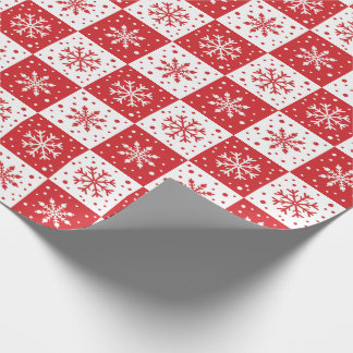 Papier Cadeau Flocon de neige et Motif de neige (rouge)