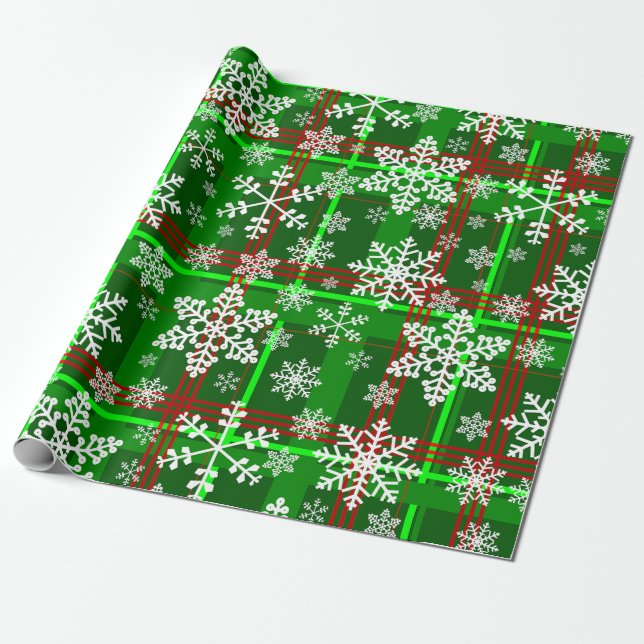 Papier Cadeau flocon de neige moche de noël tartan (Déroulé)