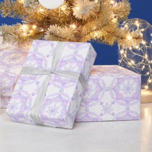 Papier Cadeau flocon de neige violet clair et coeur étincelant