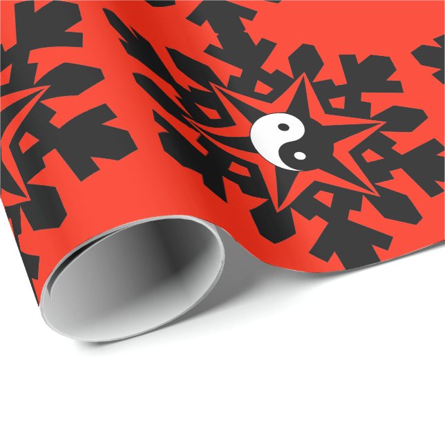 Papier Cadeau Flocon de neige - yin yang (Coin rond)