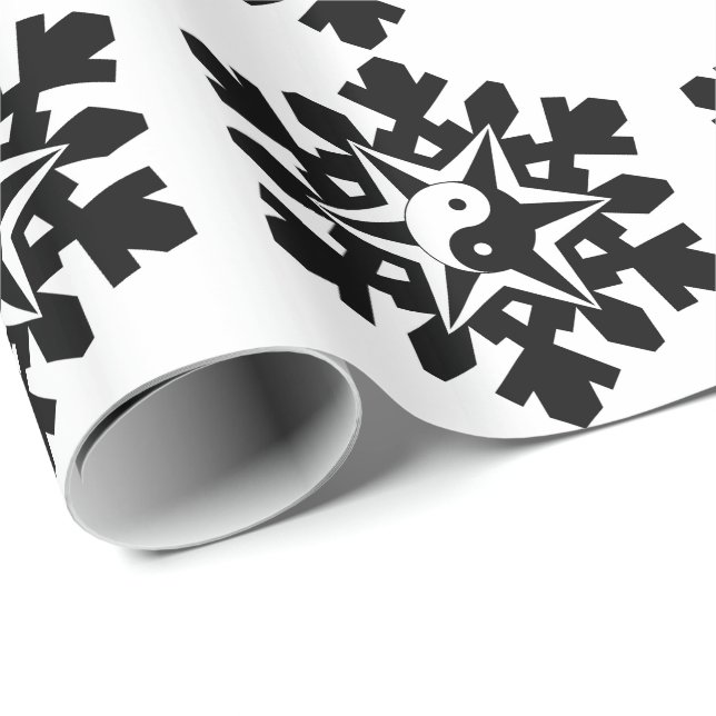 Papier Cadeau Flocon de neige - yin yang (Coin rond)