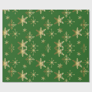 Papier Cadeau Flocon de Noël en Or