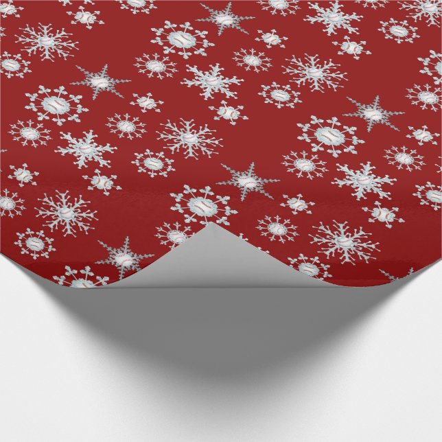 Papier Cadeau Flocons de neige de base-ball (Coin)