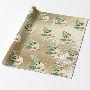 Papier Cadeau Flocons de neige de lutin nordique Or Vacances