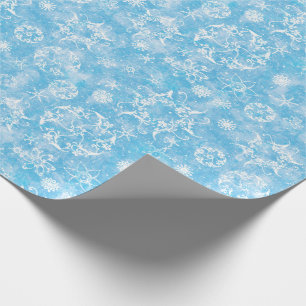 Papier Cadeau Flocons de neige d'hiver sur bleu-clair
