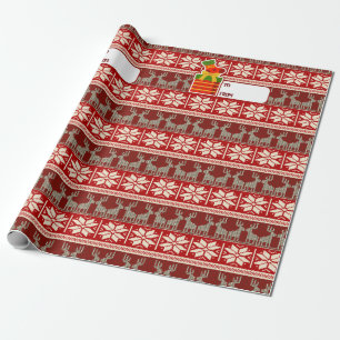 Papier cadeau flocons de neige et rennes