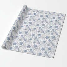 Flocons de neige et volutes bleus, impression plus