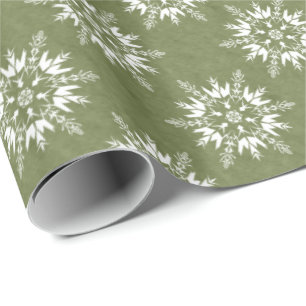 Papier Cadeau Flocons de neige sur le vert