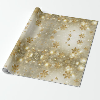 Papier Cadeau flocons dorés
