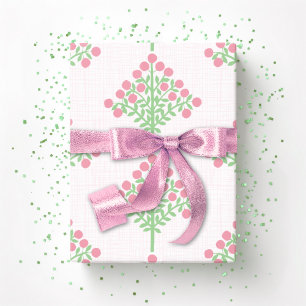 Papier Cadeau Floraison d'espalier en rose et vert
