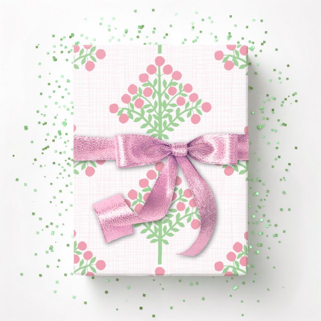 Papier Cadeau Floraison d'espalier en rose et vert (Créateur téléchargé)