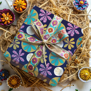 Papier Cadeau Floral Abstrait moderne coloré
