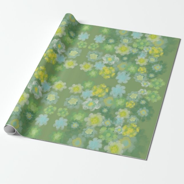 Papier Cadeau Floral Abstrait sel Aquarelle Peinture Motif (Déroulé)