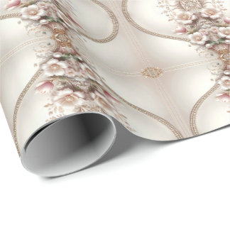 Papier Cadeau Floral and Pearl Embellishments Wrapping Paper