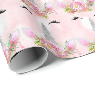 Papier Cadeau Floral argenté floral de rose de parties