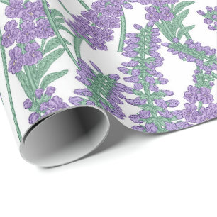 Papier cadeau floral botanique lavande