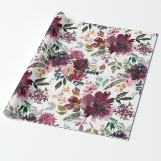 Papier Cadeau Floral Bourgogne