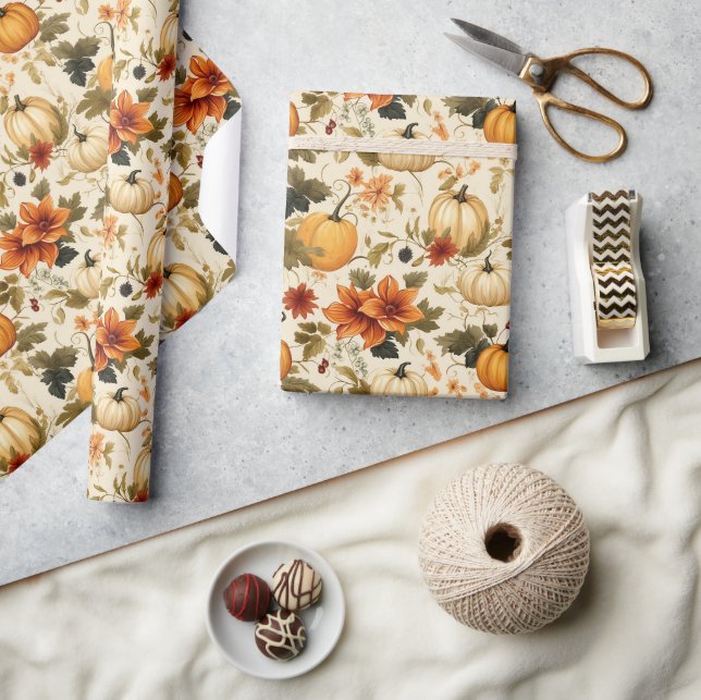Papier Cadeau Floral citrouille (Artisanat)