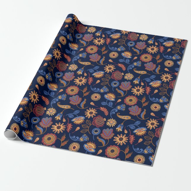Papier Cadeau Floral classique (Déroulé)