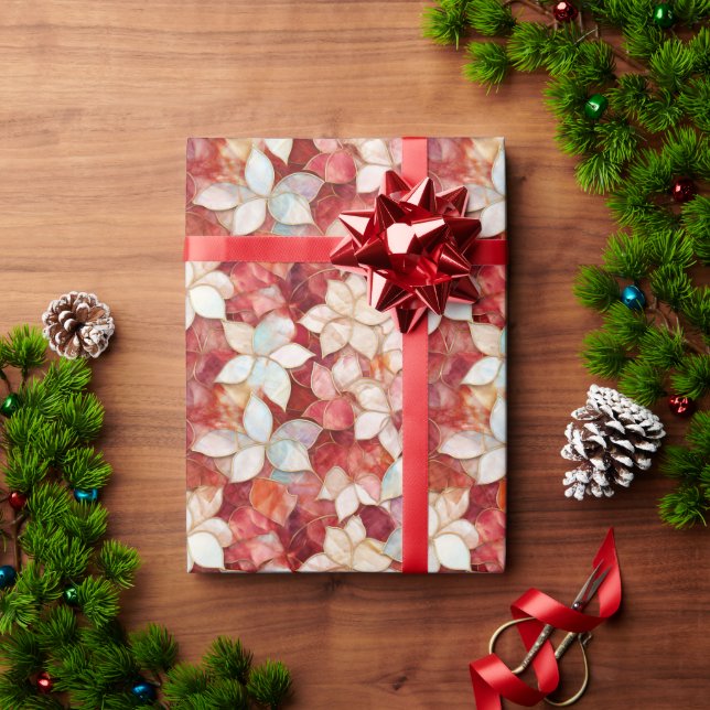 Papier Cadeau Floral de perle rouge (Cadeau de vacances)