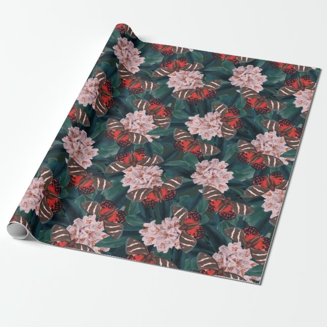 Papier Cadeau Floral décoratif/Papillons (Déroulé)