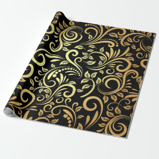 Papier Cadeau floral doré