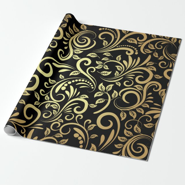 Papier Cadeau floral doré (Déroulé)