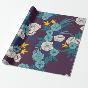Papier Cadeau Floral jungle with snakes seamless pattern, tropic