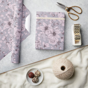 Papier Cadeau Floral Lavande Poussiéreux
