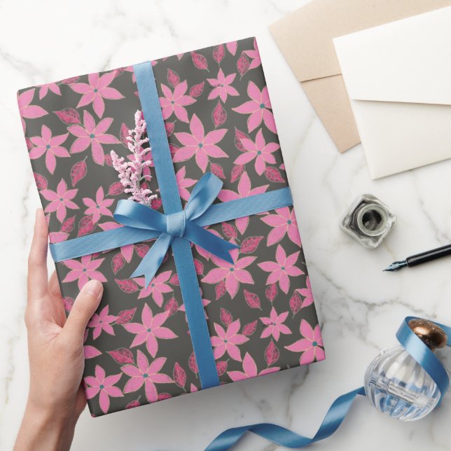 Papier Cadeau Floral Mille Fleurs Motif violet rose (Cadeaux)