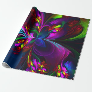 Papier Cadeau Floral moderne Art Abstrait Rouge Bleu Motif #15