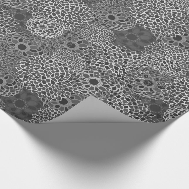 Papier Cadeau Floral moderne noir et blanc (Coin)