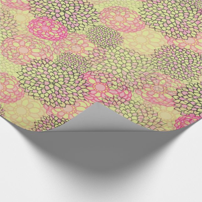 Papier Cadeau Floral moderne rose et vert (Coin)