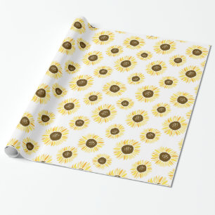 Papier Cadeau Floral Motif de tournesol jaune