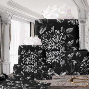 Papier Cadeau Floral noir