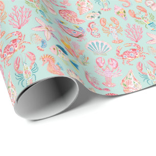 Papier Cadeau Floral Océanique Prépa Faune Marine