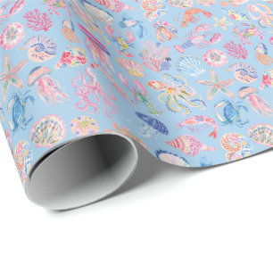 Papier Cadeau Floral Océanique Prépa Faune Marine