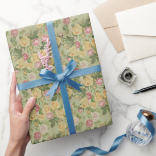 Papier Cadeau Floral patiné de pays vintage