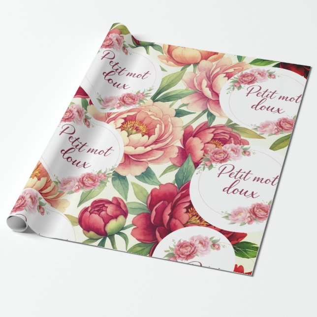Papier cadeau floral Petit mot doux Wrapping Paper (Unrolled)