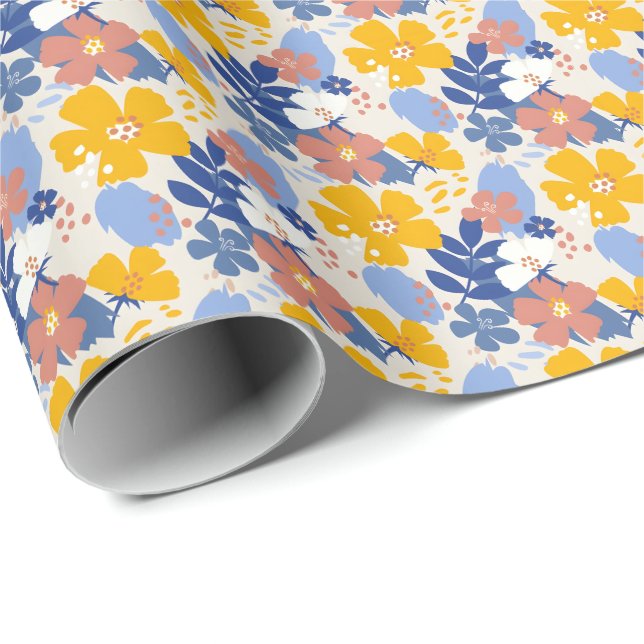 Papier Cadeau Floral plat biologique (Coin rond)