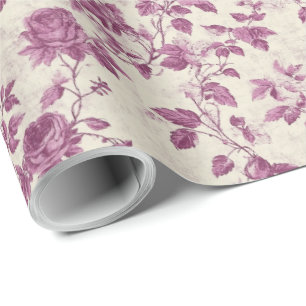 Papier Cadeau Floral pourpre vintage