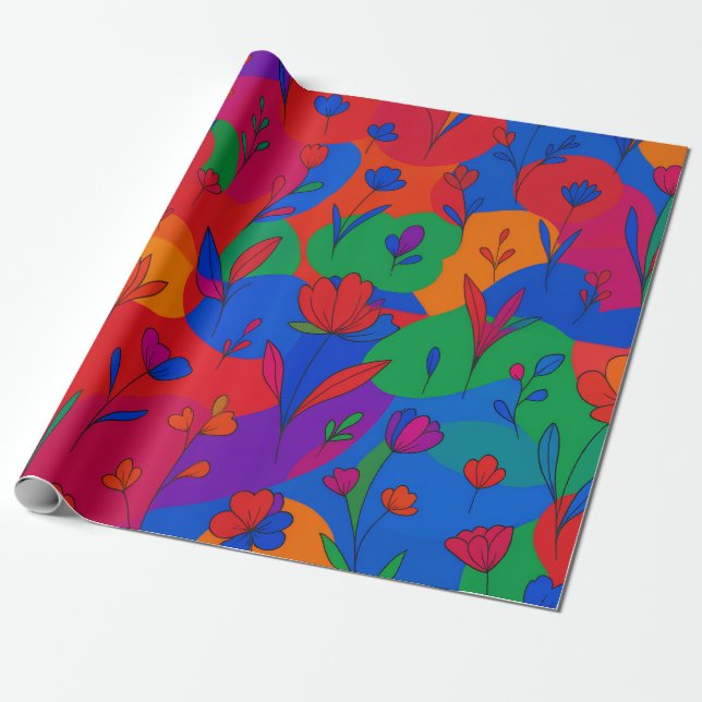 Papier Cadeau Floral psychédélique (Déroulé)