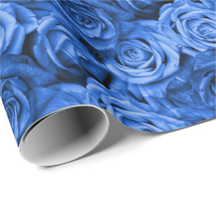 Papier Cadeau Floral Rose bleu