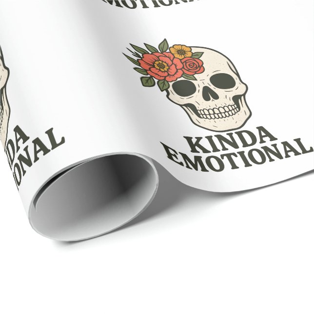 Papier Cadeau Floral Skull Aesthetic with Soft Emotional Touch (Coin rond)