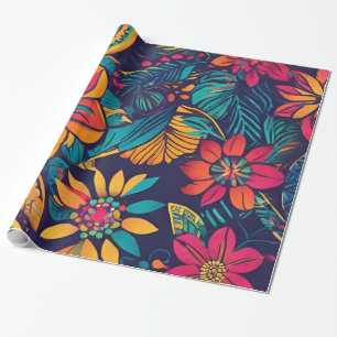 Papier Cadeau Floral tropical vibrant