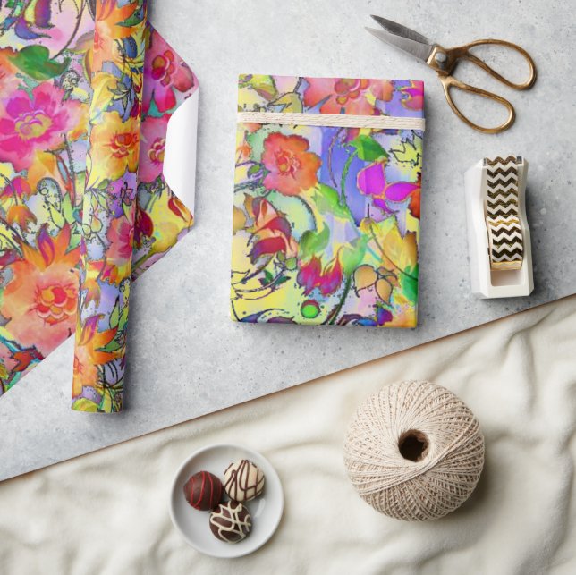Papier Cadeau Floral vibrant (Artisanat)