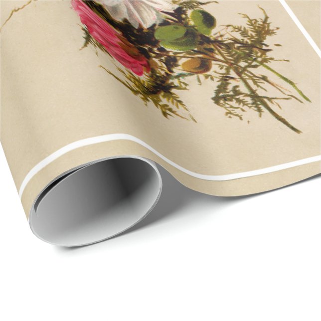 Papier Cadeau Floral vintage (Coin rond)