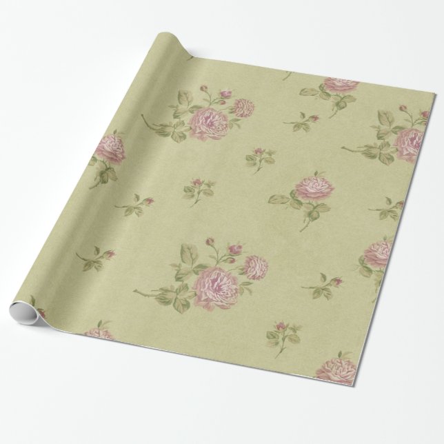 Papier Cadeau Floral Vintage (Déroulé)